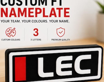 Personalised F1 Name Plate, Custom Formula 1 Driver Tag, Racing Desk Sign for Home Office, F1 Gift for Him, Sim Racing Fan Gift