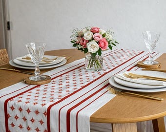 Rustic Table Runner - Linen Cotton Blend, Holiday Dining Decor -  Fall - Winter - Spring