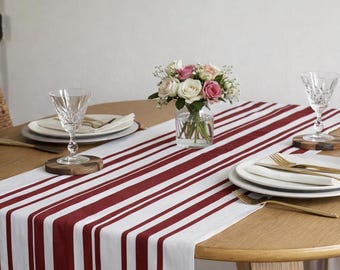 Rustic Table Runner - Linen Cotton Blend, Holiday Dining Decor -  Fall - Winter - Spring