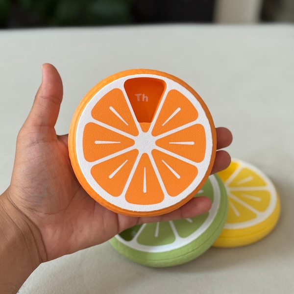 Citrus Pill Organizer 7 Day: Sensory Fidget, Travel Vitamin Case
