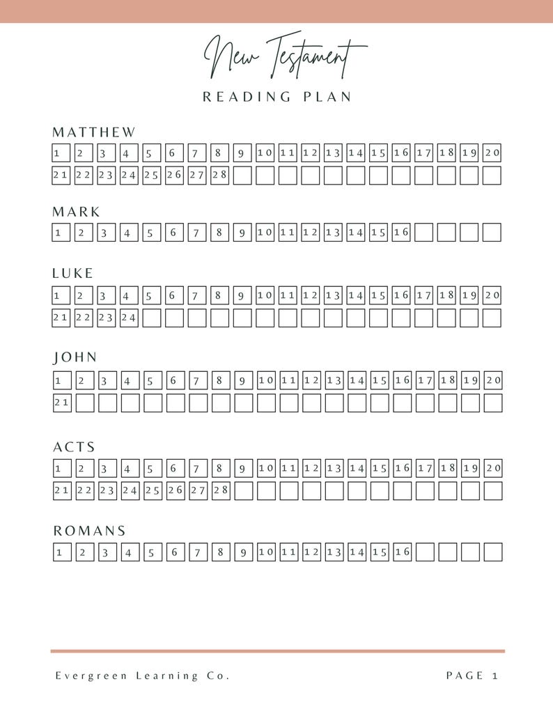 Printable Bible Reading Plan - New Testament - Etsy