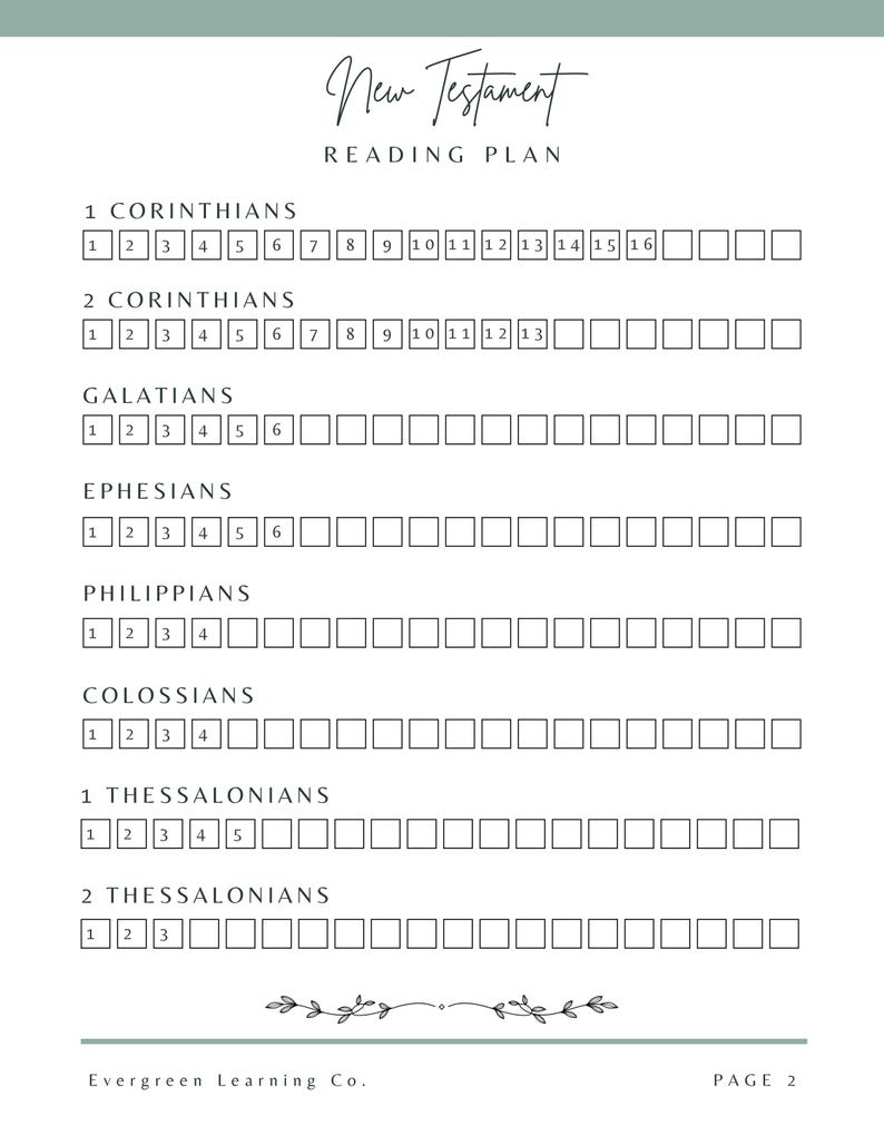 Printable Bible Reading Plan - New Testament Design - Etsy