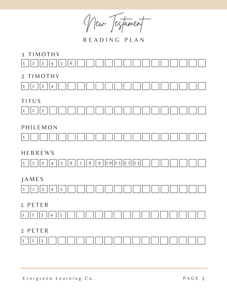 Printable Bible Reading Plan - New Testament - Etsy