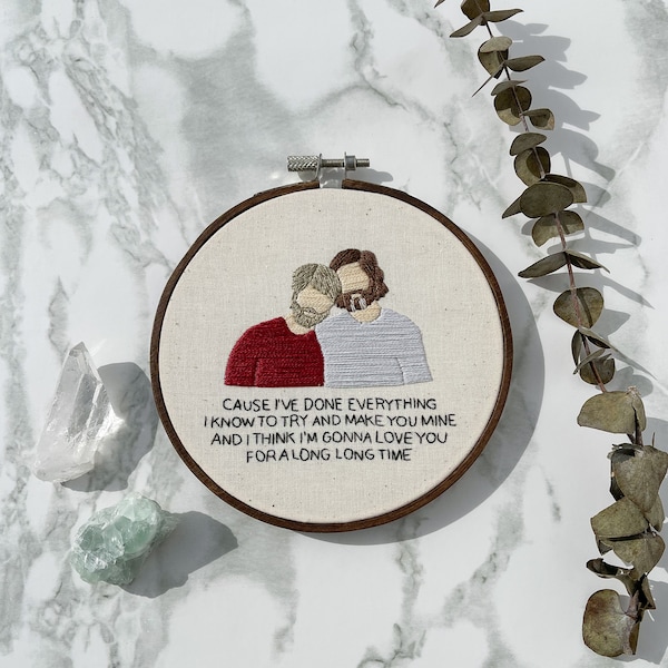 The Last of Us Bill and Frank Inspired Embroidery Hoop Art (5” hand-sewn) - Needle Art, Wall Hangings, Gifts