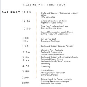 Photographer&#39;s Wedding Timeline Guide