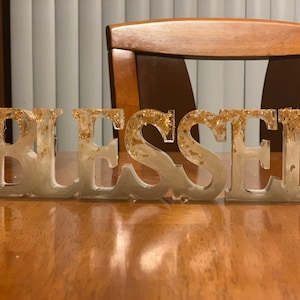 Resin &quot;Blessed&quot; Stand Alone Sign