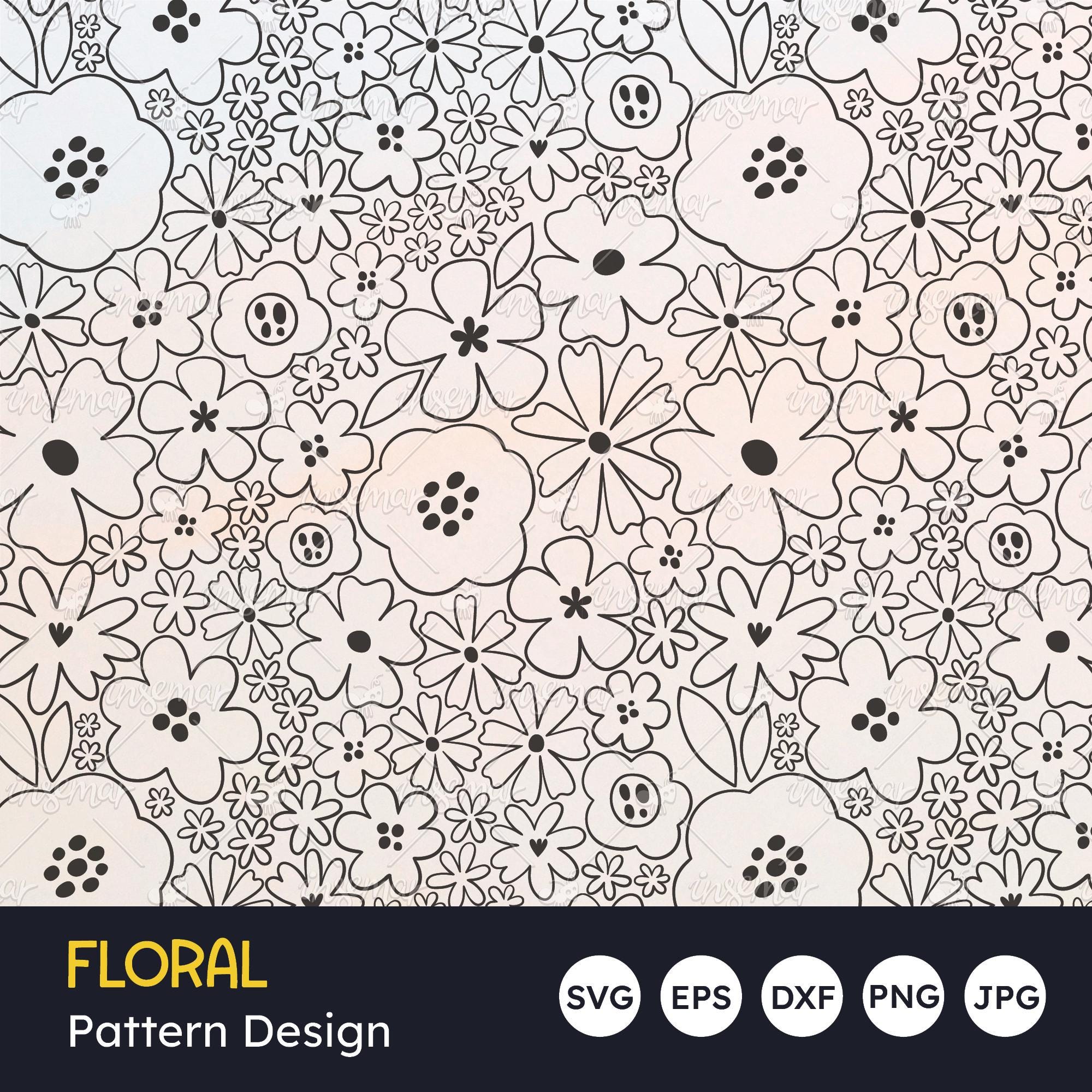 Floral Pattern SVG: Seamless Flower Design for Laser Cutting (digital ...