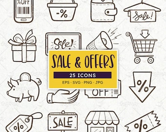 Shopping Icons | Sales, Offers & Discounts, Business Graphics (SVG, EPS, PNG)