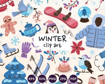 Winter Season Clip Art. PNG, EPS, SVG