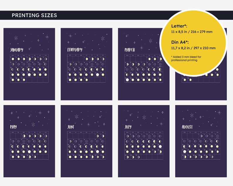 2024 Moon Calendar Printable, Moon Phases Southern Hemisphere, One