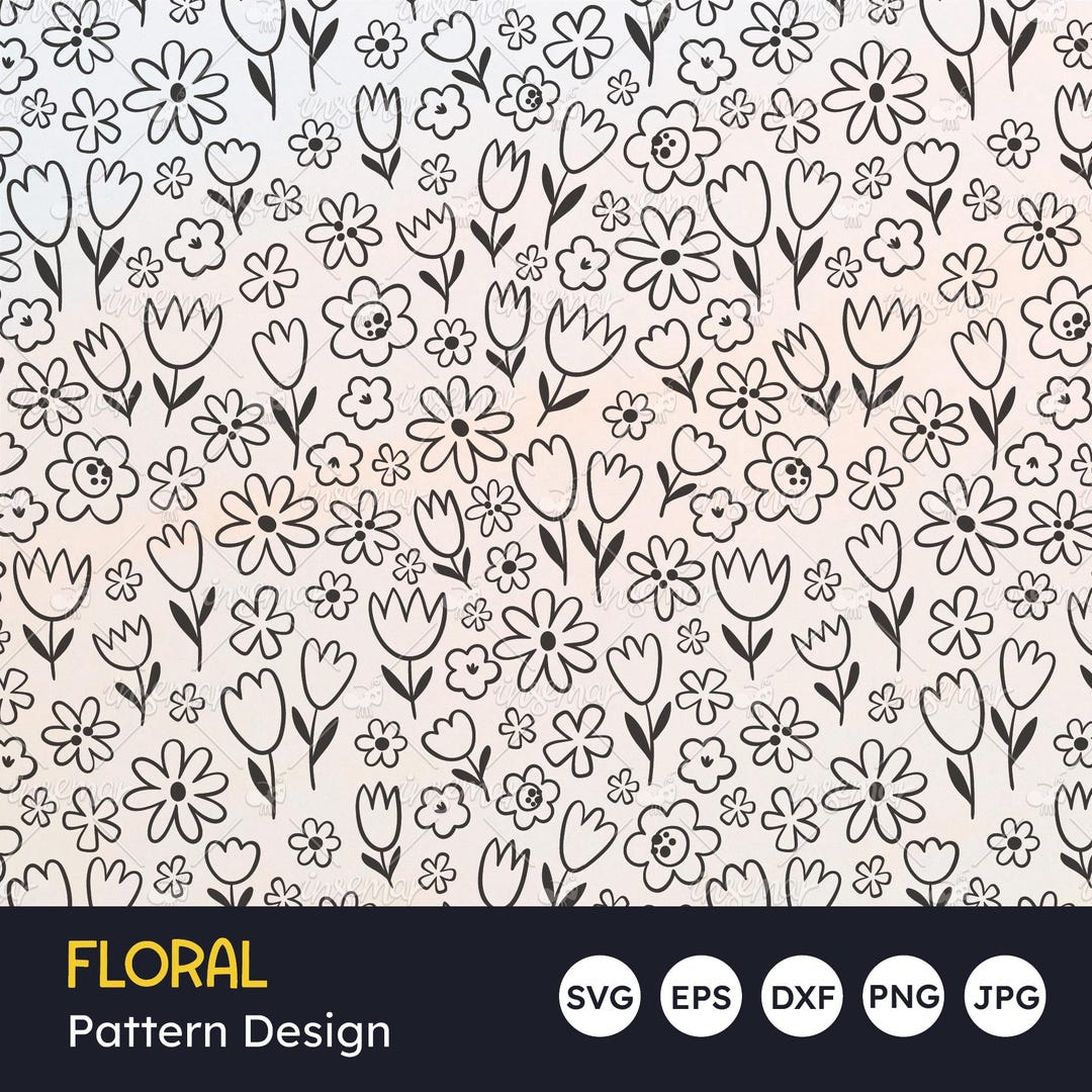 Floral Pattern SVG: Seamless Flower Design for Laser Cutting (digital ...