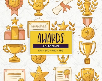 Award Clipart Bundle | Trophy, Medal & Diploma | Teacher Reward SVG PNG EPS