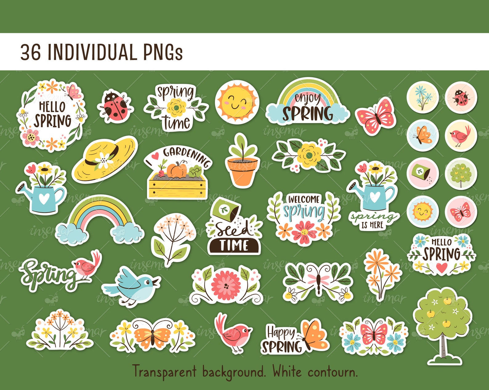 Spring Season Printable Stickers, Digital Stickers, Seasonal Stickers ...
