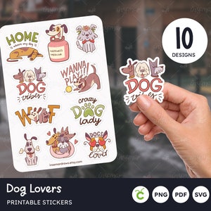 Hunde Aufkleber, druckbare Aufkleber, süße Hunde, zu Hause drucken, lustige Hunde, süße Aufkleber für Hundeliebhaber, PNG, SVG, PDF, Cricut-Vorlage