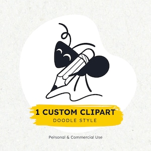 Ilustración prediseñada personalizada, 1 diseño único, estilo garabato, arte lineal, uso personal y comercial, archivos EPS vectoriales, SVG, PNG transparente