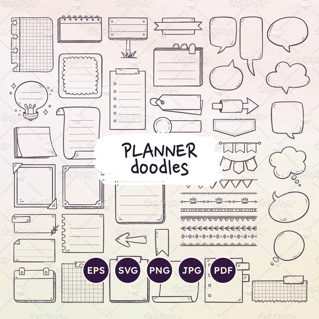 Notes Divider Vector Planner Items: Notes, Speech Bubbles, Text Dividers... Hand Drawn ...