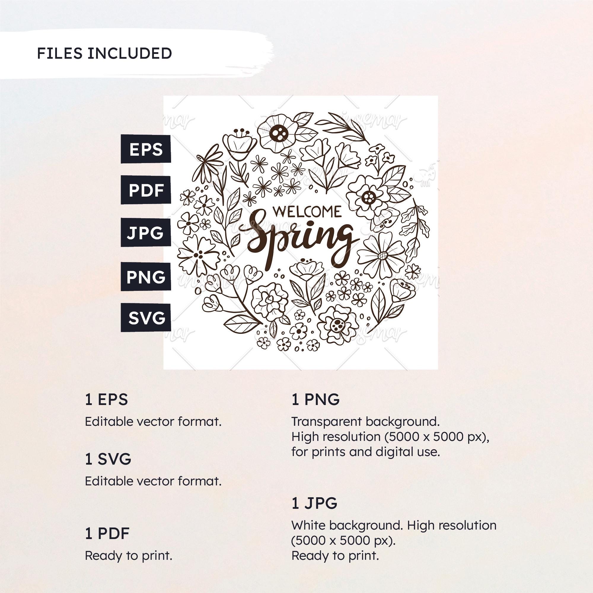 Spring Floral SVG, Cute Spring Cliparts, Seasonal Spring, Floral ...