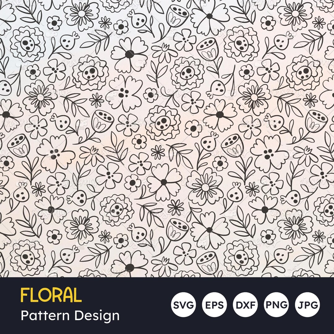 Floral Pattern SVG: Seamless Flower Design 12 X 12 in (digital Download ...