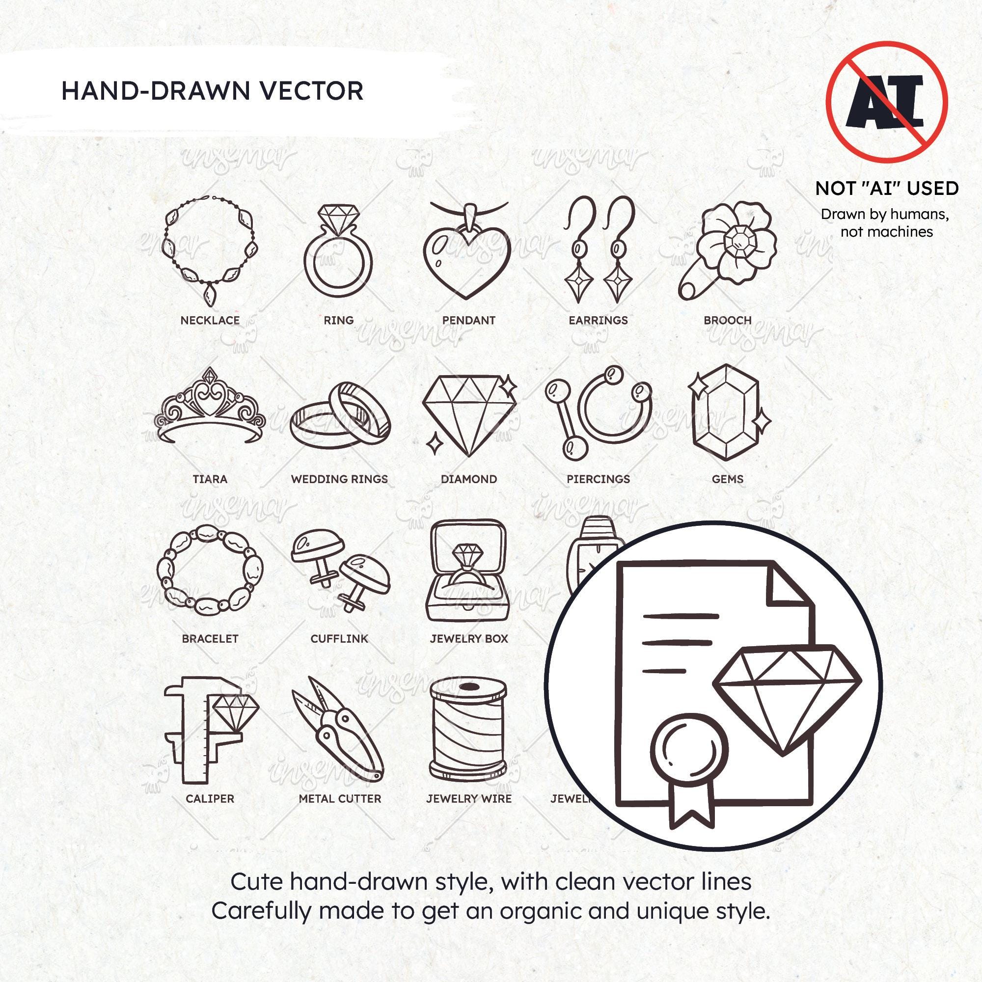 Jewelry Icons: Rings, Gems and Complements. Vector SVG, EPS, PNG - Etsy