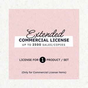 EXTENDED COMMERCIAL LICENSE für einen kommerziellen Lizenzartikel: Doodle / Clipart / Icon Set / Digitale Papiere - Bis zu 2500 Kopien oder Verkäufe