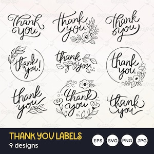 Danke SVG, Dankeschön-Etiketten, Dankeschön-Clipart-Set, dankbar, Gruß, druckbare Designs, Schnittdatei, Vektor-EPS, transparenter PNG