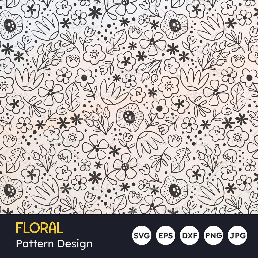 Floral Pattern SVG: Seamless Flower Design for Laser Cutting (digital ...