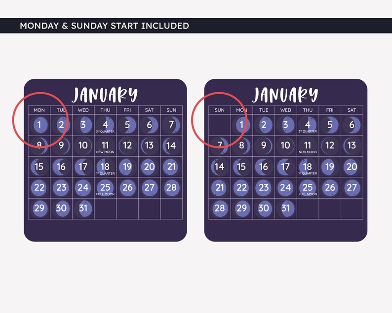 2024 Lunar Calendar Printable, Moon Phases Southern Hemisphere, 1 Month /sheet, Monday & Sunday 2024 Lunar Calendar Printable, Moon Phases Southern Hemisphere, 1 Month /sheet, Monday & Sunday