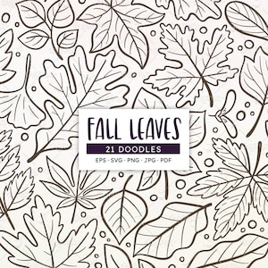 Herbstlaub Doodles - handgezeichnete Vektorgrafik (digitaler Download)