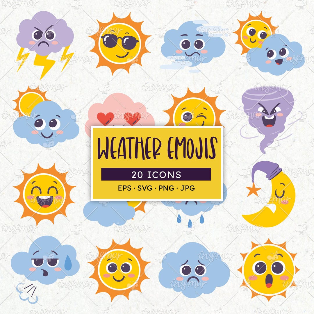 Weather Forecast Emojis. Mood & Feeling Icons. EPS, SVG, PNG - Etsy