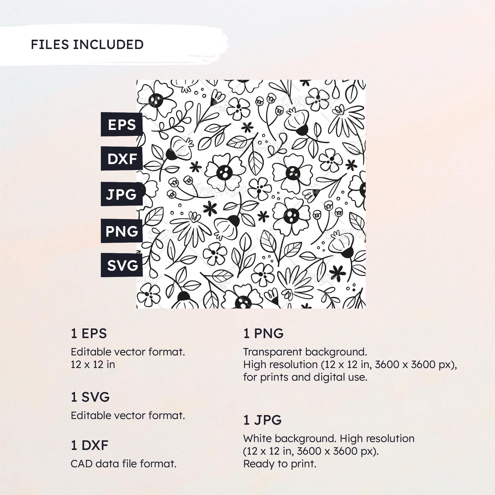 Floral Pattern SVG: Seamless Flower Design for Laser Cutting (digital ...