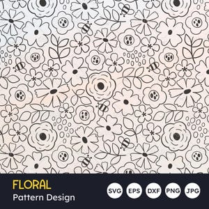 Motif floral SVG, papier numérique, gravure, découpe laser, scrapbooking, travaux manuels, fond floral, motif floral sans couture, DXF, EPS