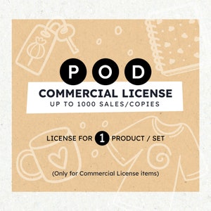 POD (Print On Demand) COMMERCILE LICENTIE voor 1 commercieel licentie-item: doodle/clipart/pictogram/digitaal papier/set - tot 1000 exemplaren en verkopen