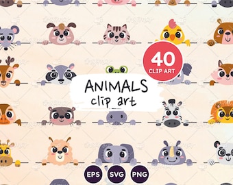 Animal decorative, hand-drawn border clipart. PNG, EPS, SVG