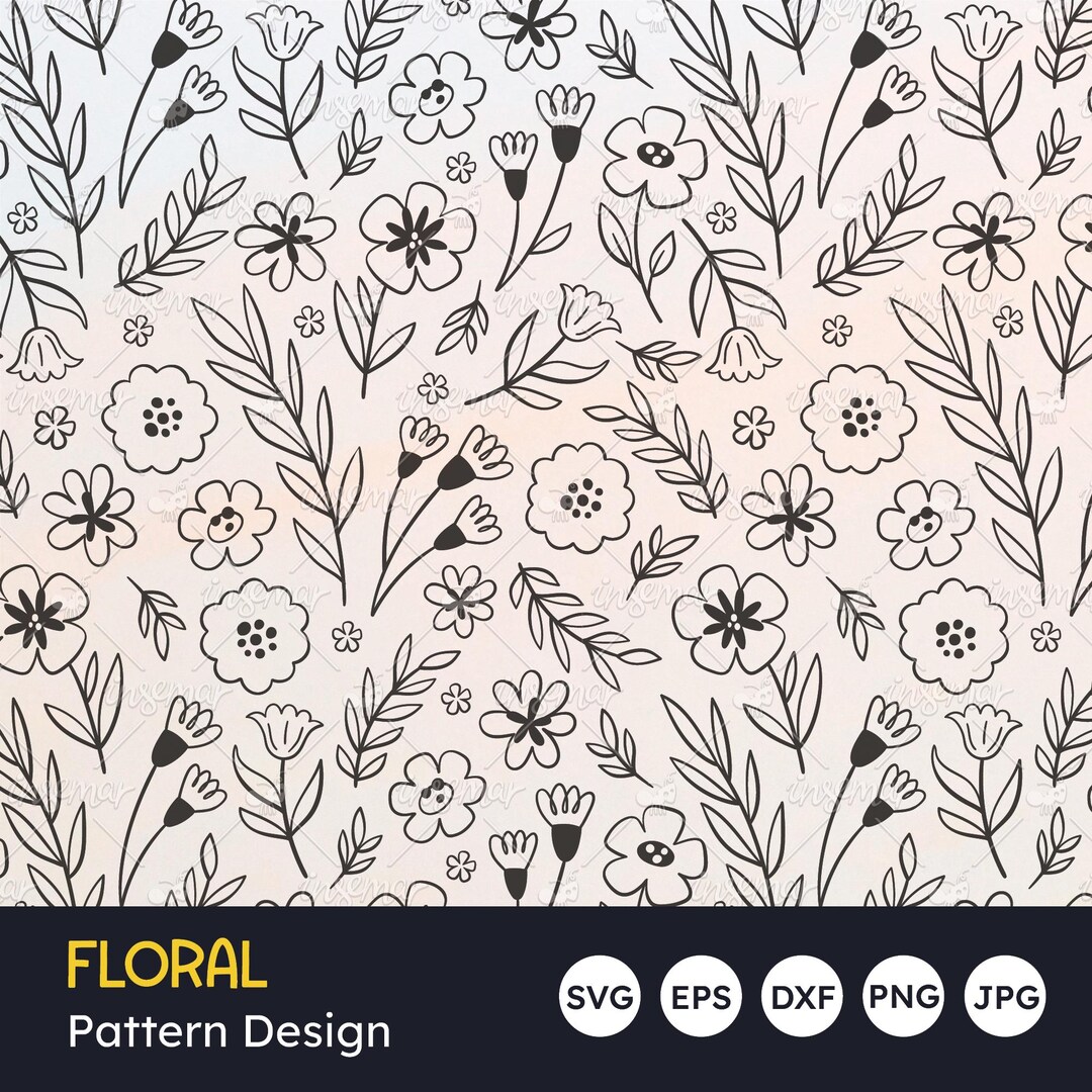 Floral Pattern SVG: Seamless Flower Design for Laser Cutting (digital ...