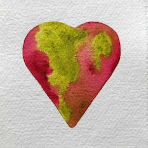 Coeur à l'aquarelle, carte postale aquarelle, aquarelle originale, carte postale simple, format A6 10,5 x 14,8 cm