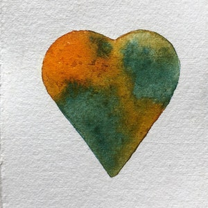 Coeur à l'aquarelle, carte postale aquarelle, aquarelle originale, carte postale simple, format A6 10,5 x 14,8 cm