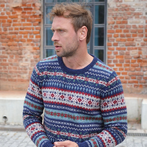 Fair Isle sweater pattern for men, Fair Isle pullover pattern for men, advanced sweater knitting pattern, Jody Long Alba pattern for man - 3