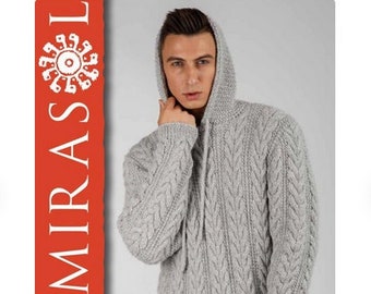 Hooded Pullover For Men - Advanced Digital Knitting Pattern | Oscar Hooded Sweater | Man's Hoodie in Size Small to Size XXL | Mirasol Miski