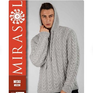 Hooded Pullover For Men - Advanced Digital Knitting Pattern | Oscar Hooded Sweater | Man's Hoodie in Size Small to Size XXL | Mirasol Miski