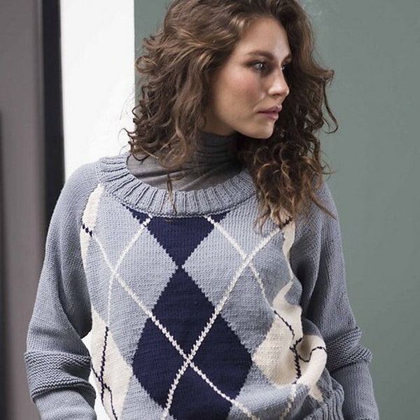 Argyle Pullover For Women - Advanced Knitting Pattern For An Experienced Knitter | G0409 Pullover | Gedifra - Cottolana DK