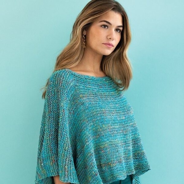 Noro Poncho Pattern - Very Easy PDF Knitting Pattern For a Beginner Knitter | Easy-Peasy Poncho | Noro