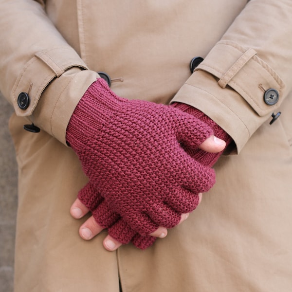 Merino Wool Fingerless Gloves For Men - Easy LEVEL 2 Knitting Pattern For An ADVANCED Beginner | Lewis Fingerless Gloves | Jody Long Ciao