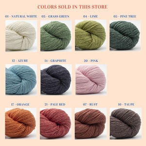 BC Garn Bio Balance, a soft GOTS organic carded blend of 55% wool and 45% cotton. It is 50 grams, 246 yards, 5-ply, fine or sport weight. Shop sells colors 03, 04, 05, 07, 10, 12, 14, 17, 20, 21. GOTS is the safest level of organic worldwide.