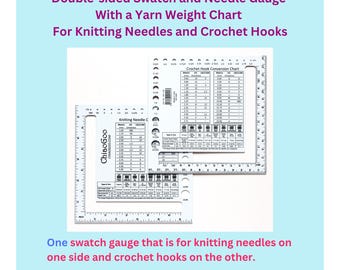 Knitting Needles and Crochet Hooks Swatch and Gauge With a Yarn Weight Chart on Both Sides | Shows Metric, U.S, and U.K. Sizes | ChiaoGoo