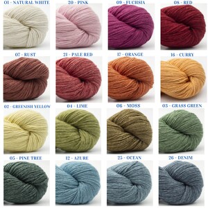 BC Garn Bio Balance, a soft GOTS organic carded yarn that is 55% wool, 45% cotton, 50 grams, 246 yards, 5-ply, fine or sport weight. Shop sells colors 03, 04, 05, 07, 10, 12, 14, 17, 20, 21. GOTS is the safest level of organic worldwide.