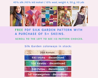 Noro Silk Garden - Organic Multicolored Yarn | Medium Worsted Weight 4 | Eco Friendly Hand Dyed Blend of Silk, Mohair, and Wool For Knitting
