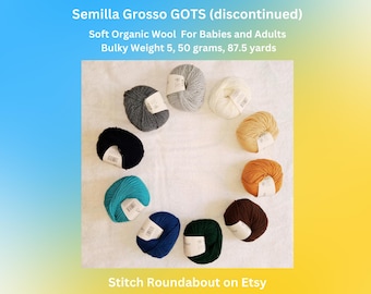 Organic Baby Yarn - Semilla Grosso GOTS | Solid Colored Soft Bulky Weight Wool Yarn For Babies and Adults | 50 grams, 87.5 yards | BC Garn