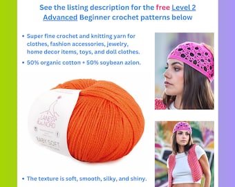 Baby Soft Yarn For Crochet | 50 Grams, 147 yards | 4 Ply Super Fine Weight 1 | Blend of Soybean Azlon and Organic Cotton | Laines du Nord