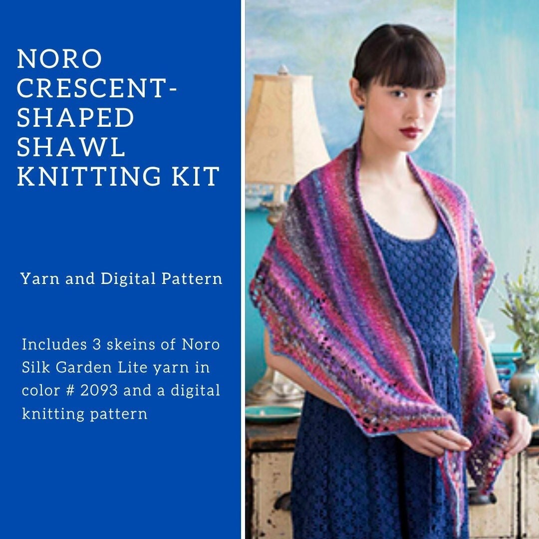 Crescent Shawl Knitting Kit Womans Shawl Easy Knitting Pattern Etsy
