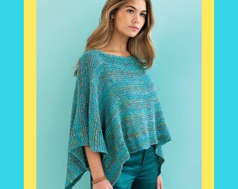 Poncho da donna largo - LIVELLO 1 Modello PDF molto semplice per lavorare a maglia per una magliaia principiante / Top ampio / Avvolgente facile / Noro Kakigori